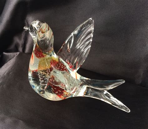 Murano Style Art Glass Bird Figurine Paperweight With Forked Etsy