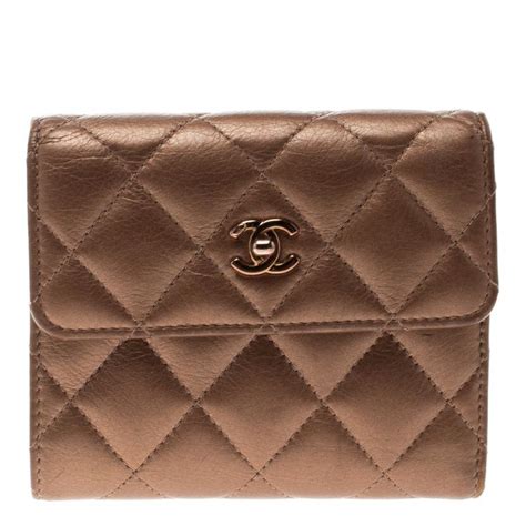 Chanel Bronze Quilted Leather Compact Wallet Chanel The Luxury Closet