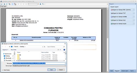 Nexus ERP Denumire Fisier Exportat In Cazul Raportului Comanda