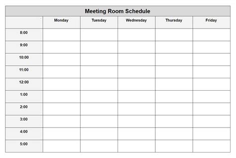 Conference room schedule template