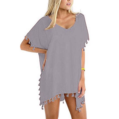 Fnochy Women S See Through Swimsuit Loose Beach Cover Up Shirt Bikini