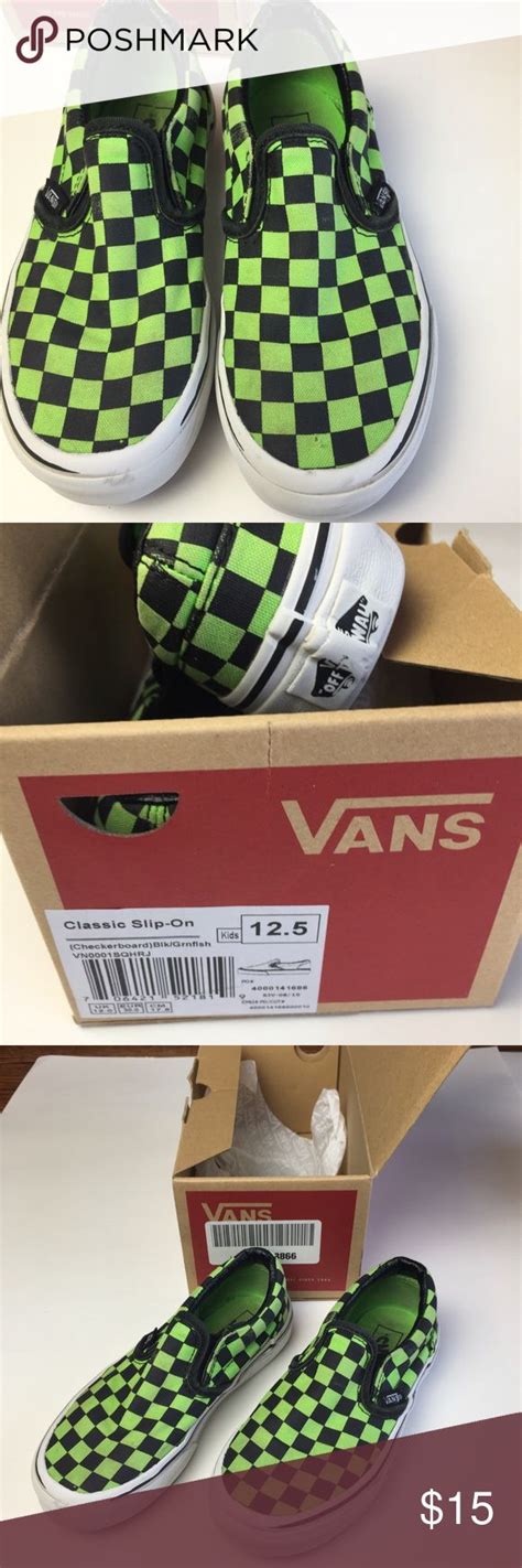 Vans Classic Slip On Greenblack Checkerboard Sz Vans Classic Vans