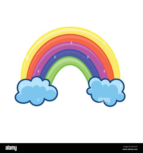 A Clipart Of A Rainbow With Clouds Stock Vector Image Art Alamy