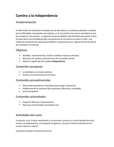 Camino a la independencia - Camino a la independencia Fundamentación En