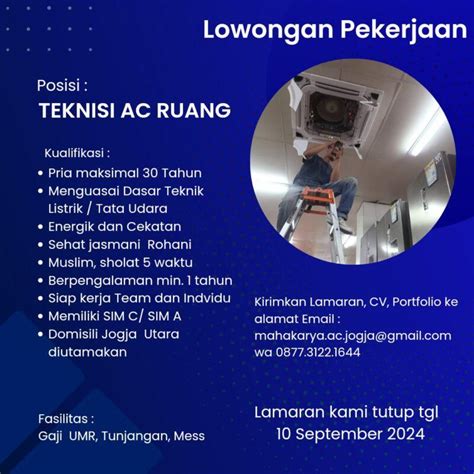 Lowongan Kerja Teknisi AC Ruang Di Mahakarya AC LokerJogja ID