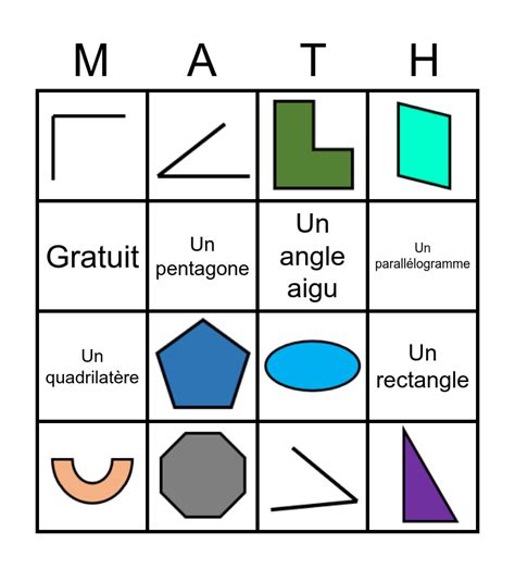geometrie  dimensions bingo card