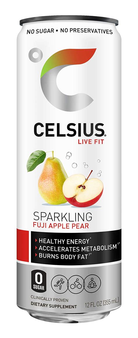 Celsius Fitness Energy Drink Fl Oz Sparkling Fuji Apple Pear Pack