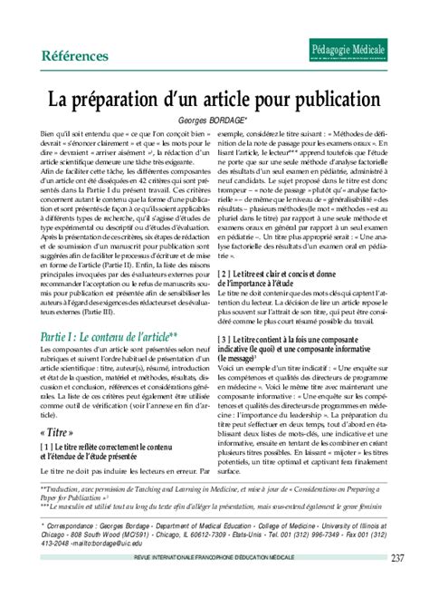 Rédiger Et Publier Un Article Scientifique