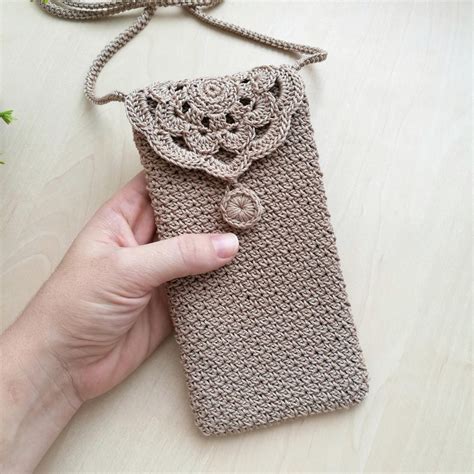 Crossbody Phone Case Shoulder Iphone Cover Crochet Bag Small Etsy