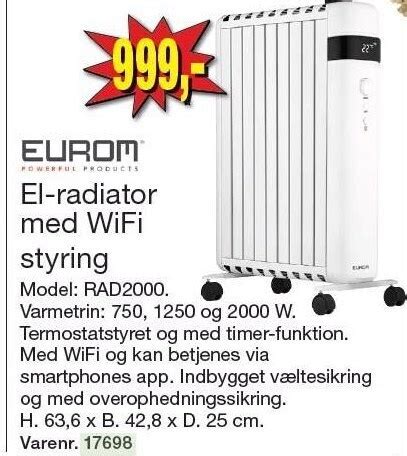 Eurom El Radiator Med Wifi Tilbud Hos Harald Nyborg