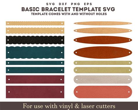 Basic Leather Bracelet Template SVG, Bracelet SVG, Bracelet Template ...