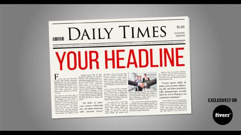 Put your headline on a spinning newspaper in a video by Mrtomuk | Fiverr