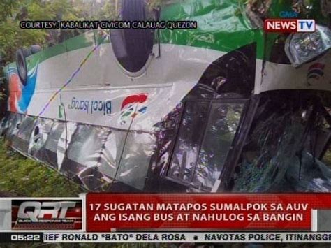 Qrt Sugatan Matapos Sumalpok Sa Auv Ang Isang Bus At Nahulog Sa