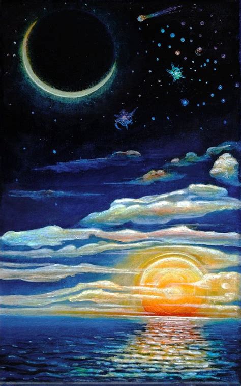 night sky painting with moon - Fredericka Donahue