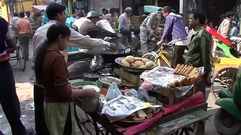 Indian Street Food In Old Delhi Gali Paranthe Wali Naan Bread And