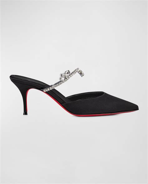 Christian Louboutin Planet Queen Embellished Red Sole Mule Pumps Black Editorialist