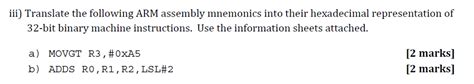 Solved Iii Translate The Following Arm Assembly Mnemonics