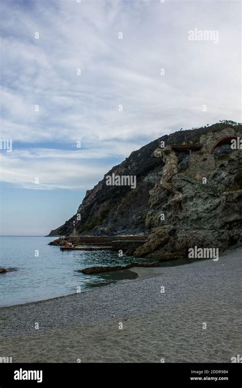 Monterosso Al Mare Italy July View Of Il Gigante Statue In