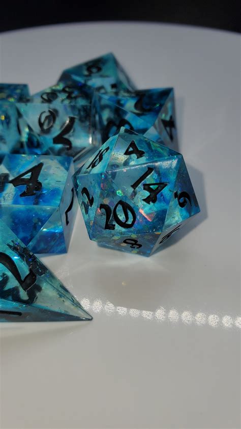 Ocean Dice Set Blue And Iridescent Resin Dice Etsy