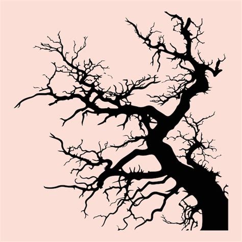 Haunted Tree Schwarze Silhouette Halloween Gruselige Baum Ikonen Vektor