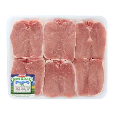 H E B Natural Boneless Butterflied Center Loin Pork Chops Thick Cut Value Pack Shop Pork At