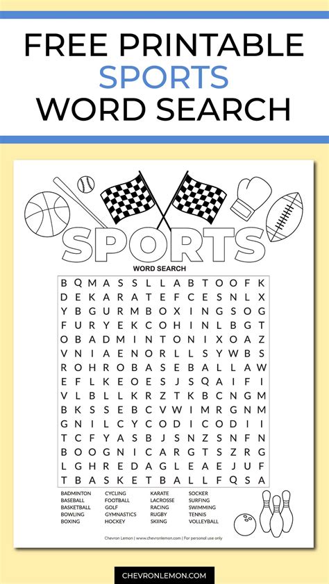 Printable Sports Word Search