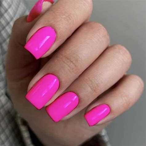 Rebellious Rose Makeup Transform Your Nails With Pcs Short Square Solid Color Hot Pink