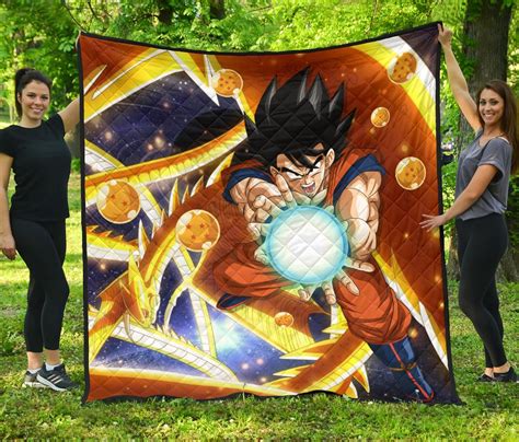 Dragon Ball Anime Premium Quilt Db Goku Fighting With Golden Shenron