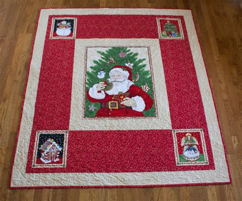 Christmas Panel Quilt Santa Quilt Santa Throw Holiday Etsy