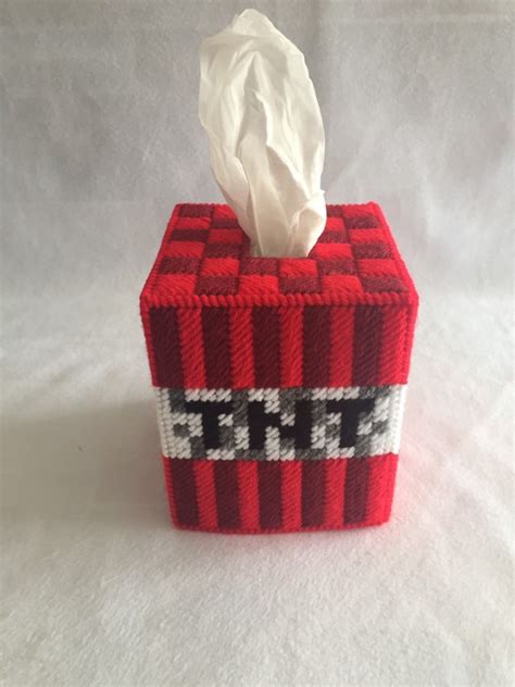 Minecraft Tnt Plastic Canvas Tissue Box Cover Tissue Etsy