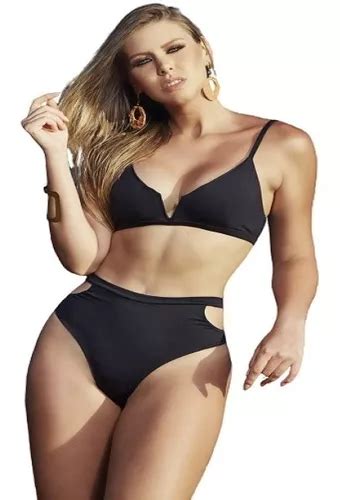 Biqu Ni Bikini Preto Cintura Alta Hot Pant Bojo Parcelamento Sem Juros