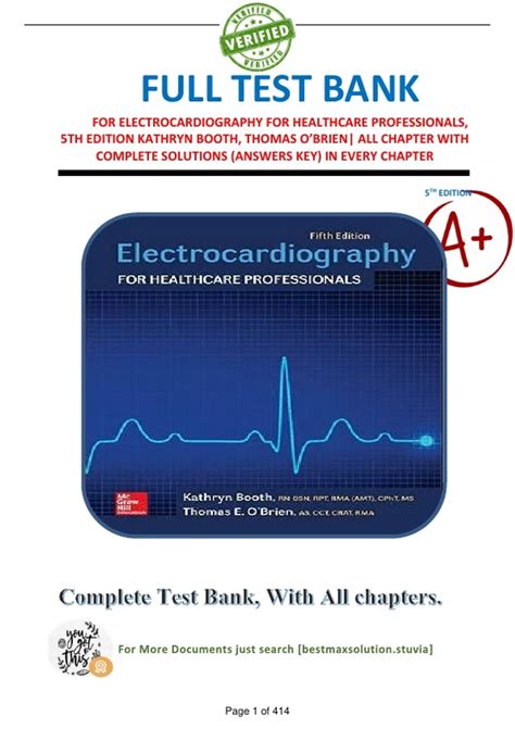 Full Test Bank For Electrocardiography For Healthcare Professionals