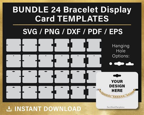 Bundle Bracelet Display Card Blank Template Svg Cricut Etsy