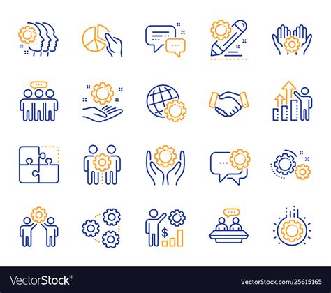 Employees Benefits Line Icons Business Strategy Vector Image