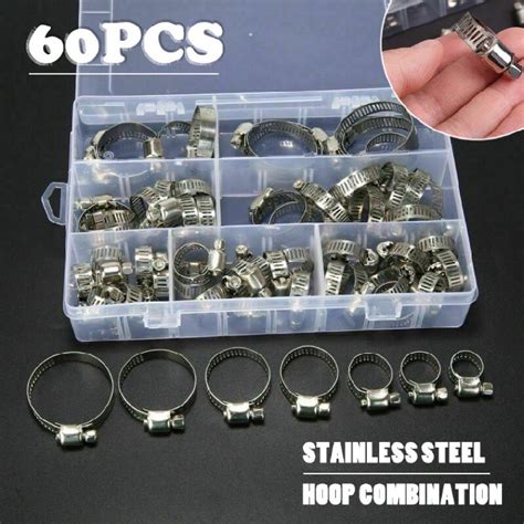 60PCS Stainless Steel Adjustable 8 38mm Range Worm Gear Hose Clamp