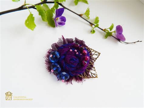 Textile Flower Brooch Fabric Flower Brooch Fabric Flower Etsy