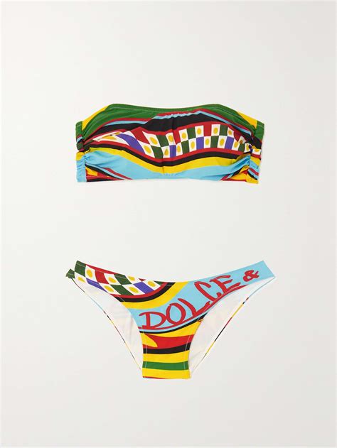 Dolce And Gabbana Printed Bandeau Bikini Net A Porter