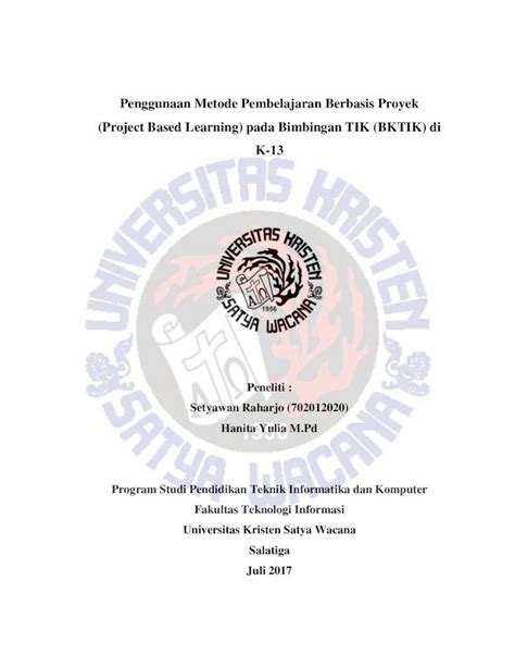 Pdf Penggunaan Metode Pembelajaran Berbasis Proyek Bimbingan