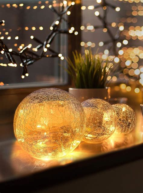 Led Glass Ball Lights Set Of Exclusive Size Warm White Incl