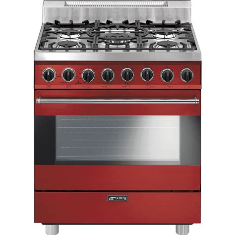 Smeg Classic 30 Inch 5 Burner Natural Gas Range Red C30ggru