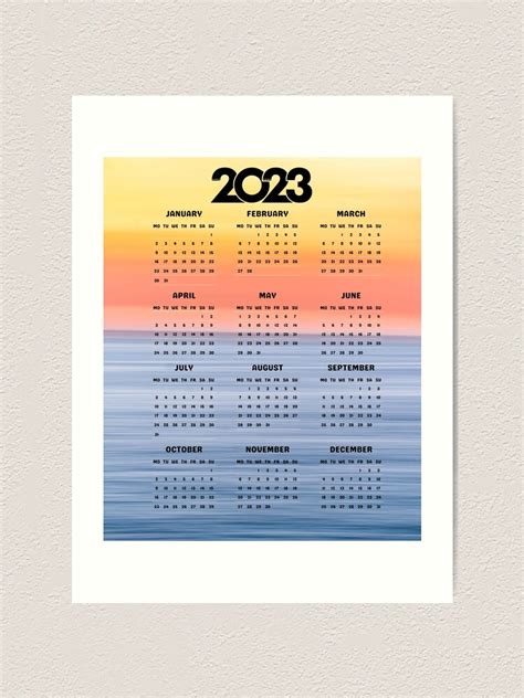 Impression Artistique Calendrier 2023 Imprimable Calendrier