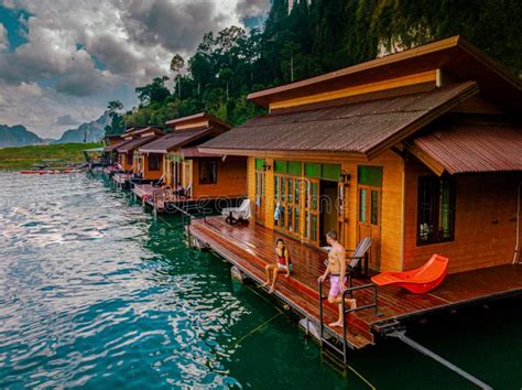 Floating Bungalow In Cheow Lan Lake Khao Sok Thailand Stock Photo