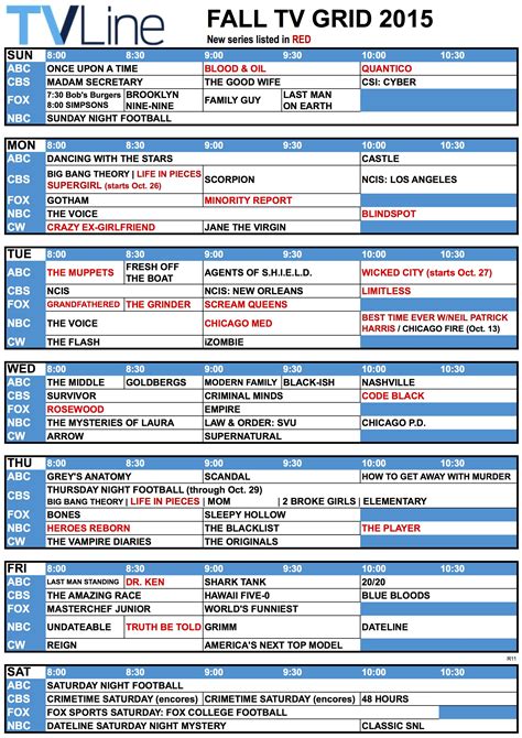 Weekly Tv Guide Printable