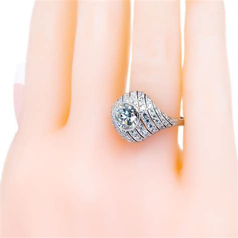 Vintage 229ct Diamond Platinum Bombé Ring