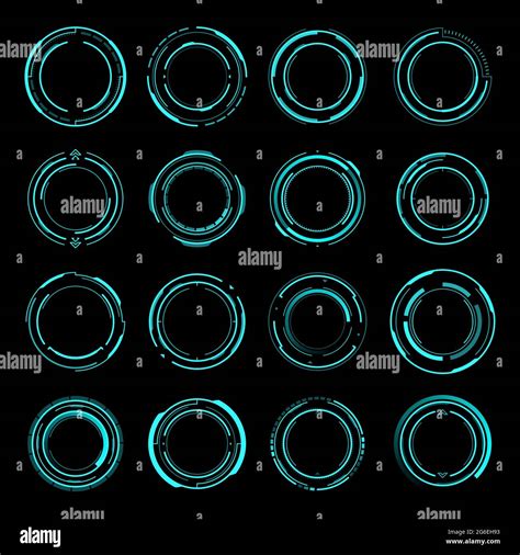 Hud Round Frames Aim And Target Control Panels Digital Interface Of Sci Fi And Shooting Games