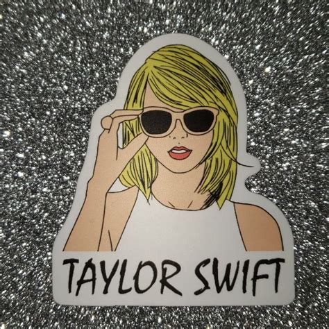 The Taylor Swift Sticker Is Shown In Black And White With Sunglasses On It