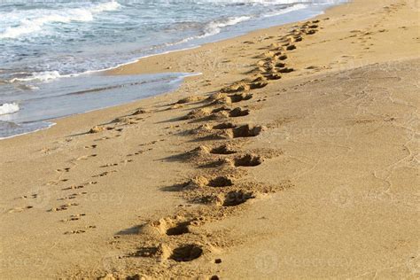 Footprints In The Sand By The Sea 17325325 Stock Photo At Vecteezy