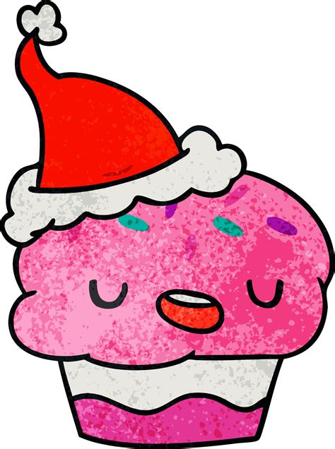 Jul Texturerat Tecknad Av Kawaii Cupcake Vektorkonst P Vecteezy