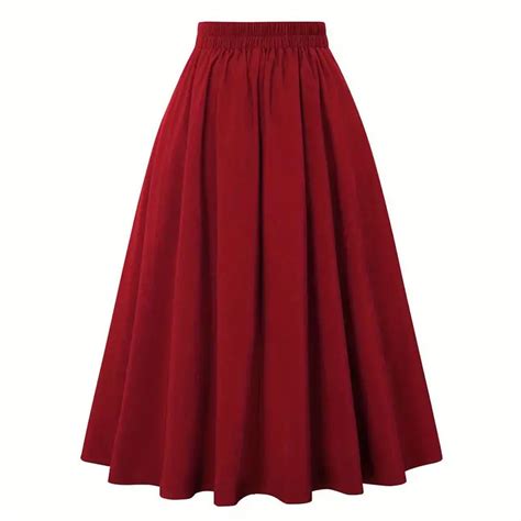 Versatile Solid Pleated Skirts Elegant Button Front High Temu