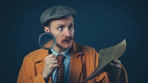 Premium Ai Image A Detective In An Orange Coat Holding A Magnifying